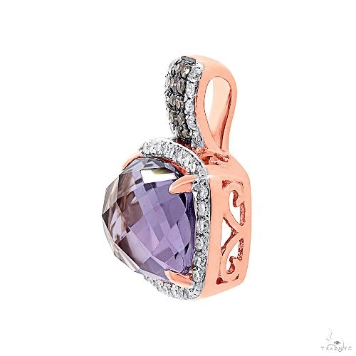 0.23ct White and Champagne Diamond and 3.08ct Amethyst Rose Gold Pendant Necklace 59416 - Image 2