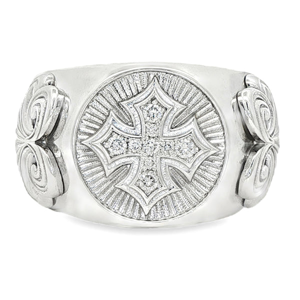 SILVER925 CROSS DESIGN RING/シルバー/リング Filigree Cross Swirl Design Side Ring, Christians Cross Ring