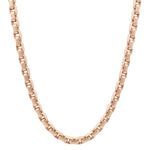 14K rose gold solid round box link chain necklace 24.95 inches, 5.5mm thickness.