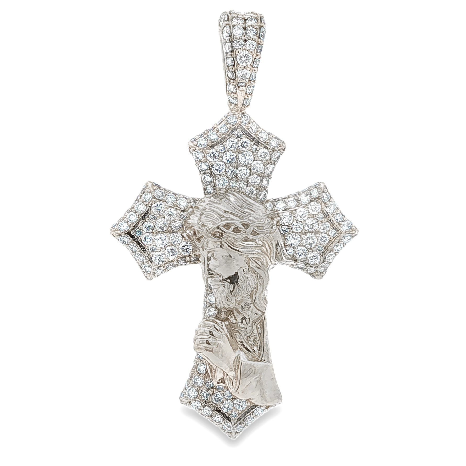 14K Praying Jesus Cross Pendant Set with Natural Diamond 71287