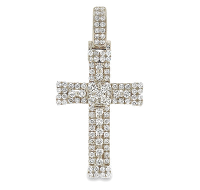 14K Gold Celestial Cluster Cross Pendant