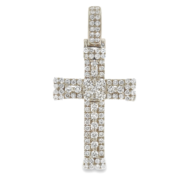 Celestial Cluster Cross Pendant in 14K gold
