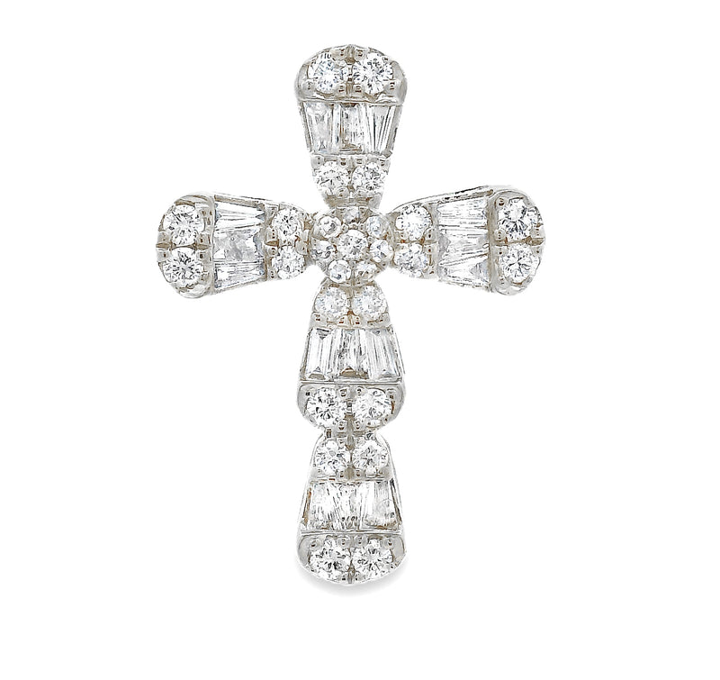 Baguette Diamond Cross in 14K gold, view 2