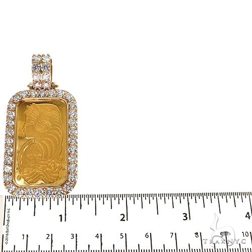 1 Ounce 24 Karat Suisse Pamp Bar & Diamond Frame Pendant (Lab), photo 5 of 6