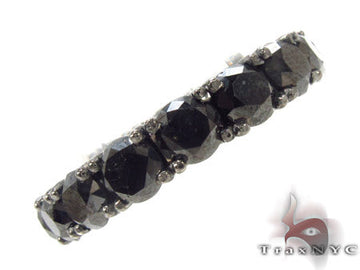Black eternity band with continuous round black diamonds