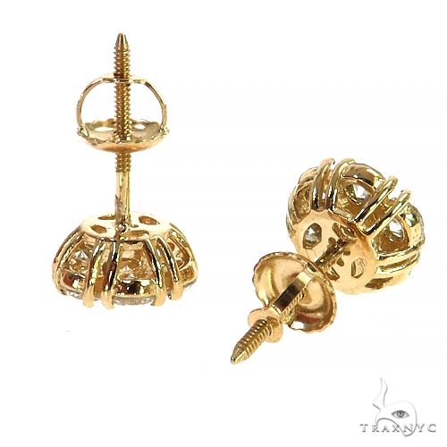 14K Gold 10 PT Diamond Flower Earrings (Lab), photo 3 of 4