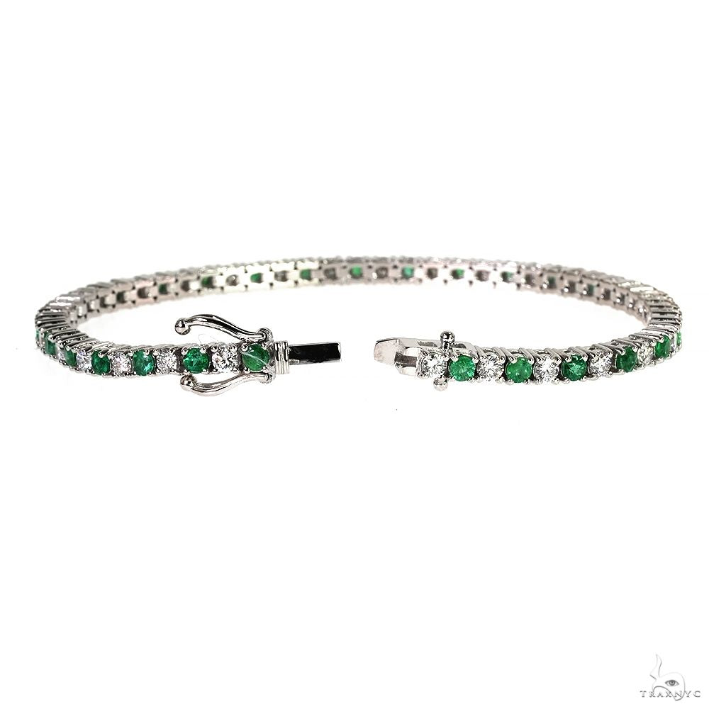10 Pointer Emerald Glimmer Tennis Bracelet 70082 | TraxNYC