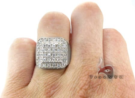 Light Diamond Grid Ring, 10K White Gold | TraxNYC