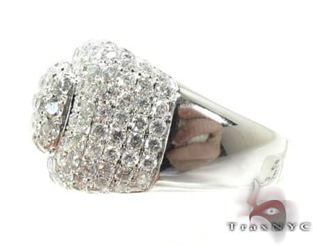 Men's white gold Victory Ring with multiple diamonds in a wide, bold setting.