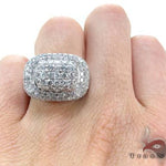 Men's white gold Victory Ring with multiple diamonds in a wide, bold setting.