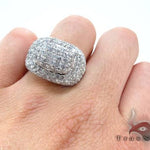 Men's white gold Victory Ring with multiple diamonds in a wide, bold setting.