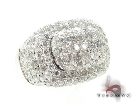 Men's white gold Victory Ring with multiple diamonds in a wide, bold setting.