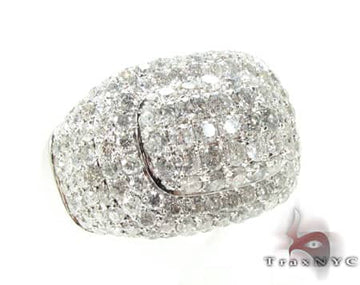 Men's white gold Victory ring with dense round diamonds in a wide bold setting