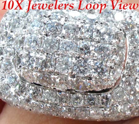 Men's white gold Victory Ring with multiple diamonds in a wide, bold setting.