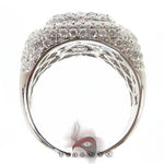 Men's white gold Victory Ring with multiple diamonds in a wide, bold setting.