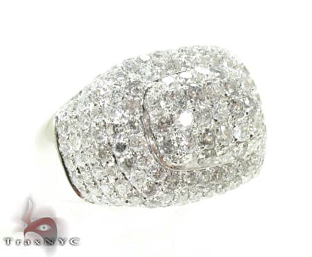 Men's white gold Victory Ring with multiple diamonds in a wide, bold setting.