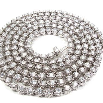 10K white gold polar iced diamond chain, 10 carats, 24 inches