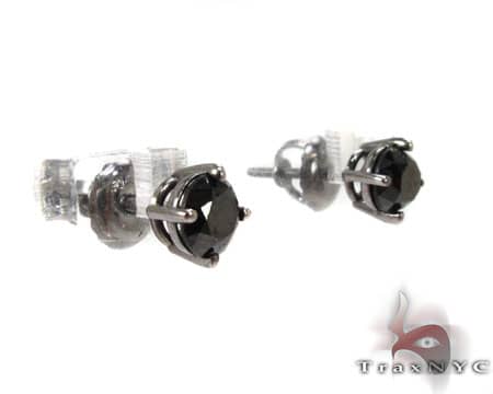Royal Black Diamond Earrings 10727 - Image 2