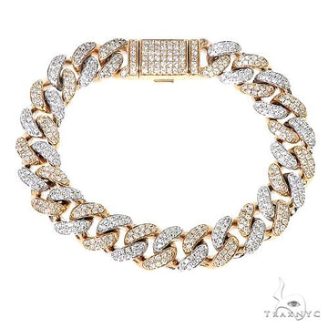 10K Gold  2-Tone Miami Cuban Diamond Bracelet 67253 - Image 1
