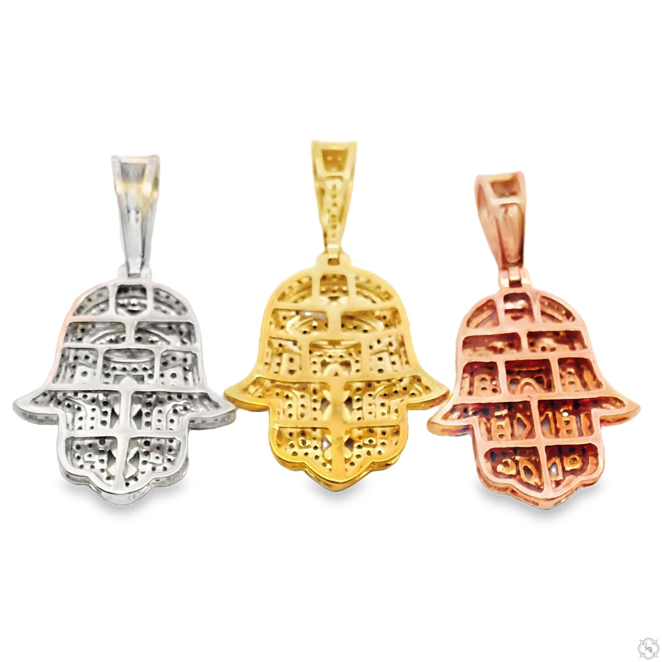 10K Gold Diamond Hamsa Pendant | TraxNYC