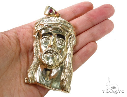 Solid 10K Gold Jesus Pendant 39852 - Image 7