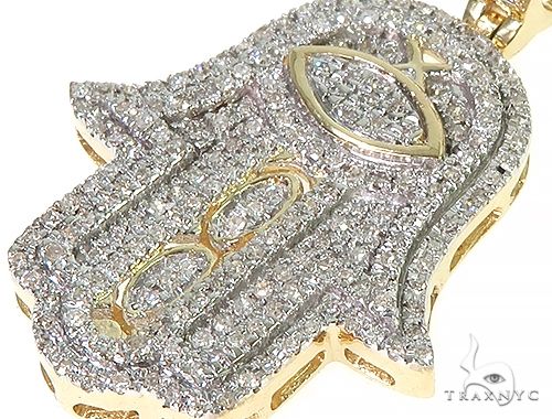10K Gold Diamond Hamsa Pendant Set 66286 - Image 4