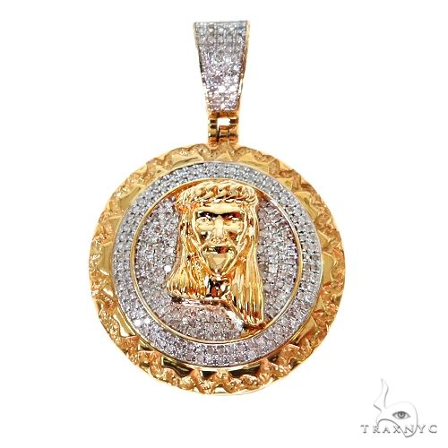 10K Gold Micro Pave Diamond Jesus Charm Pendant 63304 - Image 1