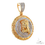 10K Gold Micro Pave Diamond Jesus Charm Pendant 63304 - Image 2