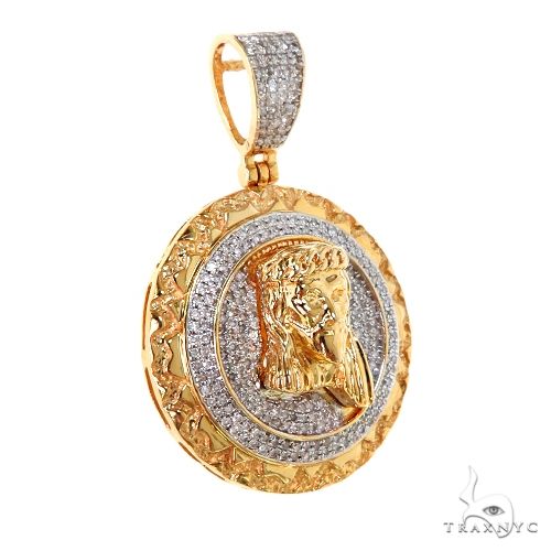 10K Gold Micro Pave Diamond Jesus Charm Pendant 63304 - Image 2
