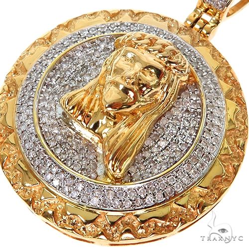 10K Gold Micro Pave Diamond Jesus Charm Pendant 63304 - Image 3