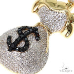 10K Gold Micro Pave Diamond Money Bag Dollar Sign Charm Pendant 63632 - Image 3