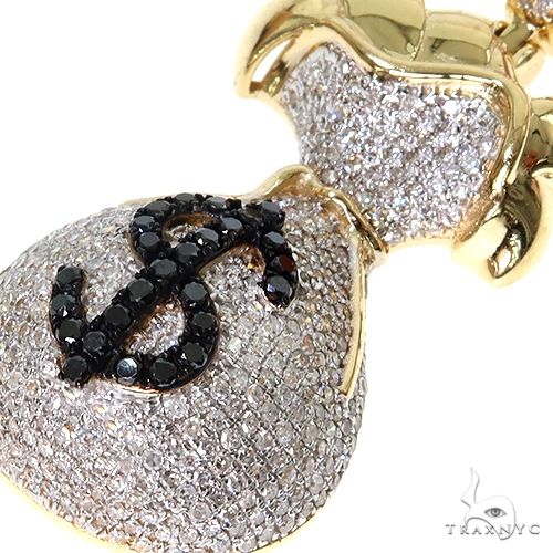 10K Gold Micro Pave Diamond Money Bag Dollar Sign Charm Pendant 63632 - Image 3