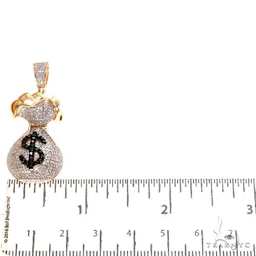 10K Gold Micro Pave Diamond Money Bag Dollar Sign Charm Pendant 63632 - Image 5