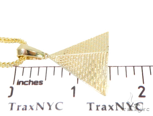 10K Gold Pyramid Pendant Set 44432 | TraxNYC