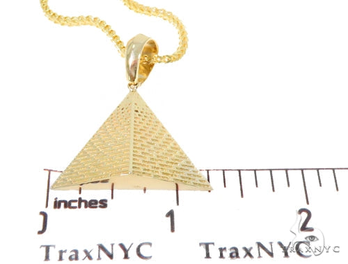 10K Gold Pyramid Pendant Set 44432 | TraxNYC