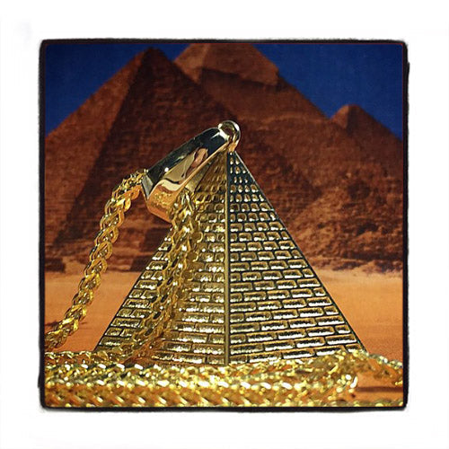 10K Gold Pyramid Pendant Set 44432 | TraxNYC