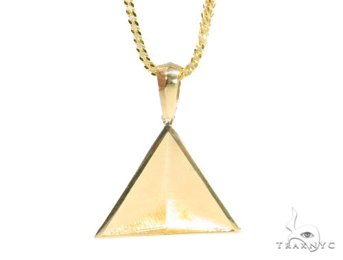 10K Gold Pyramid Pendant Set 44432 | TraxNYC