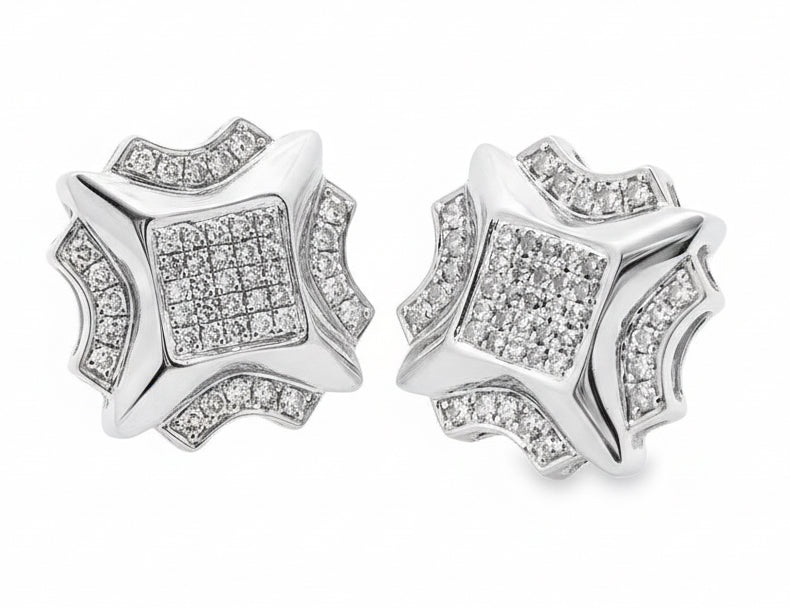 10K Gold Round Cut Prong Diamond Earrings 23391