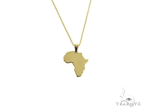 10K yellow gold pendant in the shape of Africa on a delicate chain