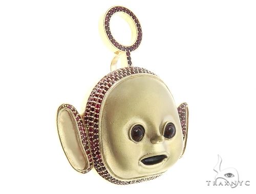 10K Gold Special Custom Teletubby Po Red Ruby Cartoon Character Pendant 65318 - Image 2