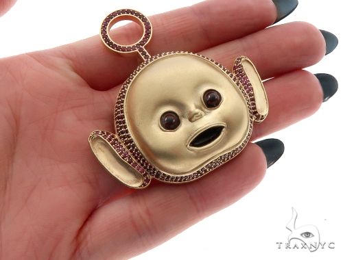 10K Gold Special Custom Teletubby Po Red Ruby Cartoon Character Pendant 65318 - Image 5