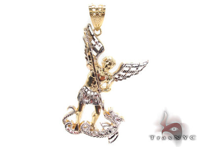 10K Two Tone Gold Saint Michael Pendant 33929 - Image 1