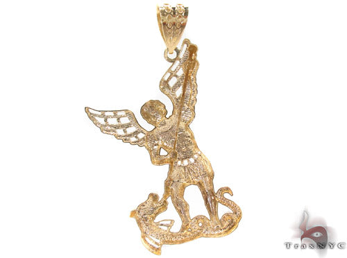 10K Two Tone Gold Saint Michael Pendant 33929 - Image 3