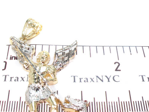 10K Two Tone Gold Saint Michael Pendant 33929 - Image 7