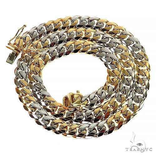 10k Two Tone Gold Solid Miami Cuban 18 Inches 8mm 68167 - Image 2