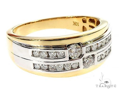 10K Two Tone Gold Two Row Channel Diamond Band Ring 65342 - Image 1