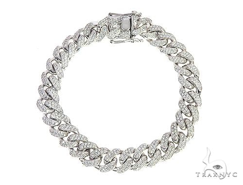 Men's Miami Cuban diamond bracelet in 10K white gold – pavé-set diamonds across linked profile