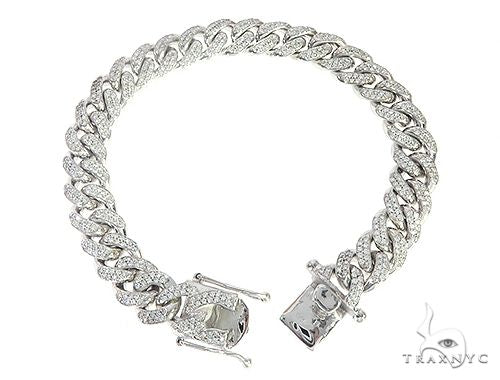 10K White Gold Miami Cuban Diamond Bracelet, photo 3 of 8