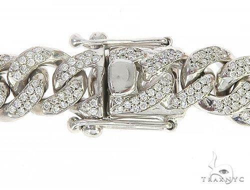 10K White Gold Miami Cuban Diamond Bracelet, photo 4 of 8