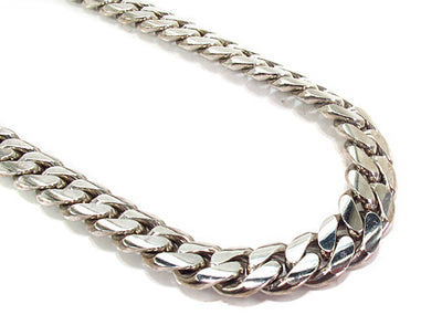10K Solid White Gold Miami Cuban Link Chain 23 Inches 10mm